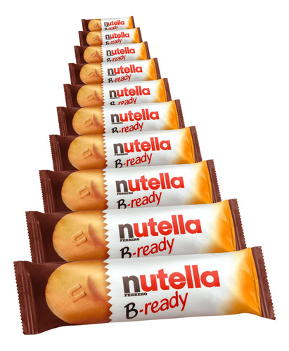 Biscoito Recheado, 10 Pacotes De 22g Nutella B-ready