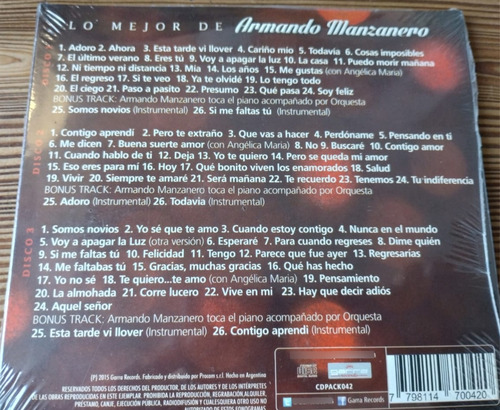 Armando Manzanero Lo Mejor De 3cd Nuevo Y Cerrado !