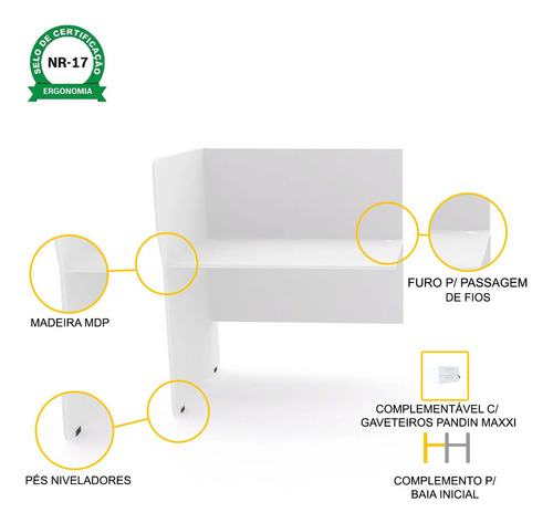 Baia Telemarketing Simples Contínua Pandin Maxxi - Branco Branco