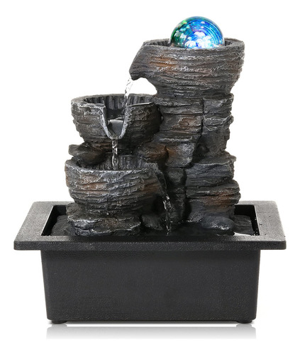 Fuente De Mesa Interior Con Cascada Y Luz Led Gris