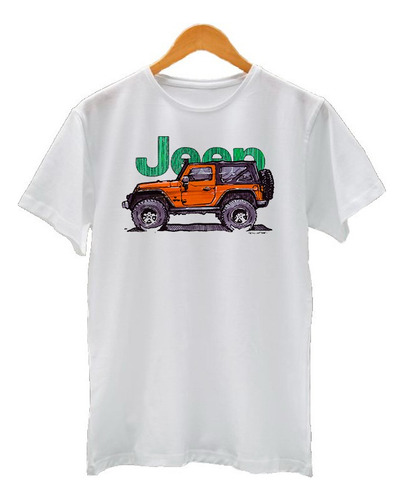 Playera Blanca Auto Jeep 4 X 4 Verde Arte Max Calidad Gde