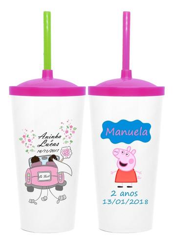 10 Copos Twister Twist 350ml Personalizado C/ Tampa E Canudo