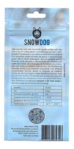Imagem 6 de 9 de Pasta Termica Snowdog Husky 3g 12.8w/mk Alta Performance