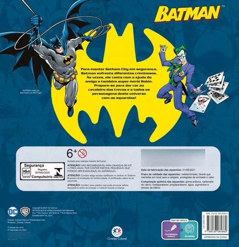 Livro Físico Para Colorir Com Aquarela Batman - Cores De Super-herói