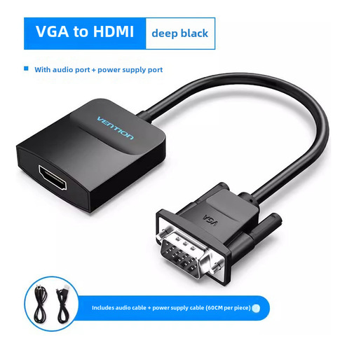 Adaptador Vga A Hdmi Estándar 15cm Wision Vga A Hdmi
