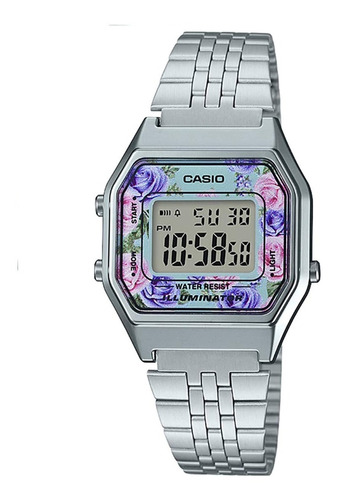 Reloj Casio Retro Vintage Plata Flores La680wa-2cdf Becris