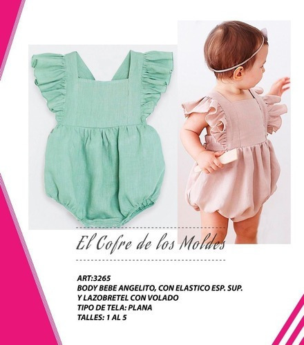 Molde  Body Angelito Bebe, Patron Pack Talles 1 Al 5