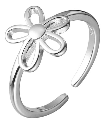 Anillos De Declaración Abiertos Con Flores Huecas De Plata D