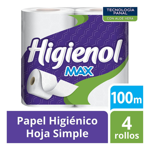 Papel Higiénico Higienol Max 100m X4 Rollos Pack 3 Unid. 