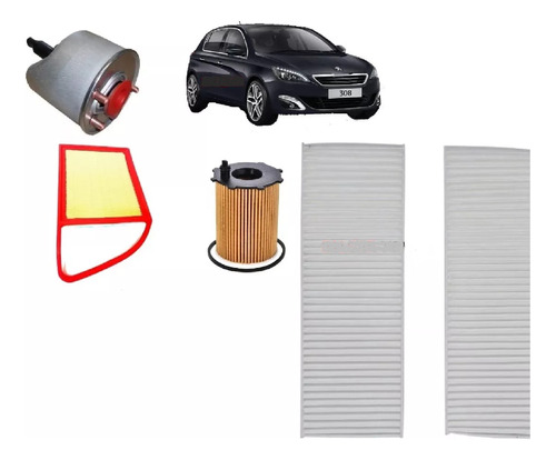 Kit Filtros Diesel+aire+aceite+polen Peugeot 308 Hdi 1.6 Stp