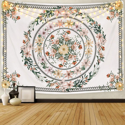 Tapiz Floral Bohemio Diseño Mandala Para Habitación 60x60c