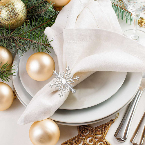 Servilletas Navideñas Con Forma De Copo De Nieve, 12 Unidade