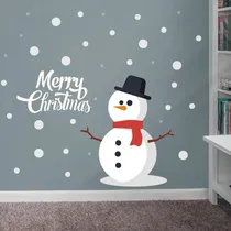 Comprar Decoración Navideña En Vinil Copos Y Muñeco De Nieve Navidad Color Multicolor