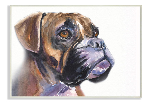 Stupell Industries Cute Boxer Dog Pet Portrait Minimal Brown