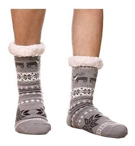Imagem 2 de 5 de Meia Masculina Inverno: Lã Forrada Pelúcia Antiderrapante