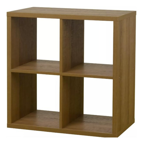 Estantería Liberero Minimalista De Madera Mdf 4 Cubos Nogal