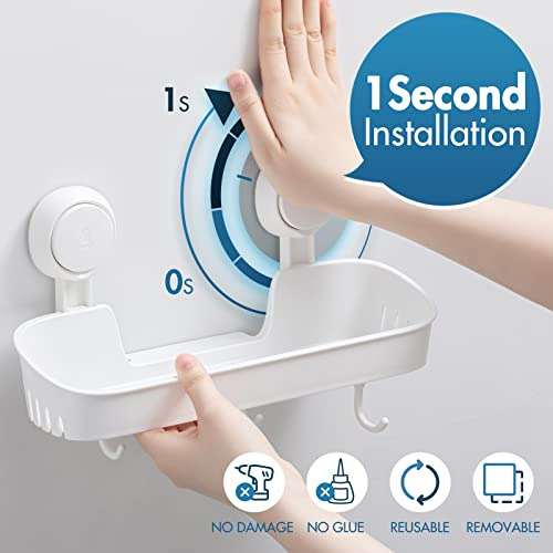 Taili Ventosa Caddy De Ducha Con 4 Ganchos, Canasta De Baño