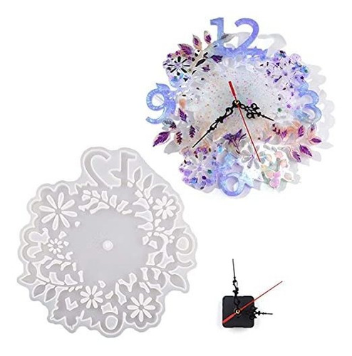 Molde De Silicona Para Reloj  Floral 26 X 28 X 1cm + Maquina