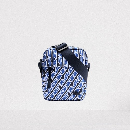 Lacoste Mens Neocroc Logo Print Vertical Messenger Bag Blu