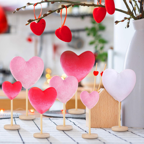 Valentine's Day Decorations Wenqik Velvet Heart Table Decor