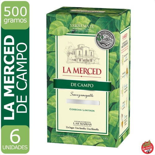 Yerba Mate De Campo La Merced 500g S/tacc Caja X 6 Unidades