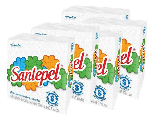 Guardanapo Santepel 50 Folhas Simples 24x22 Kit 5