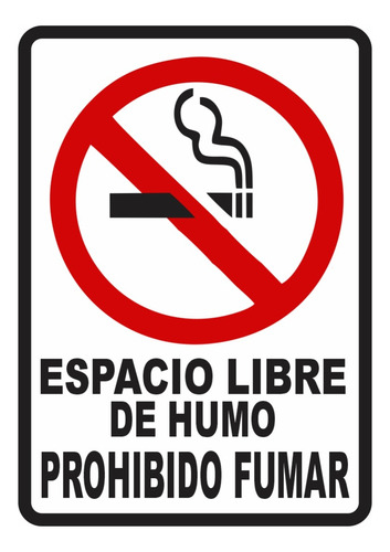 Señalización Aviso Metalico Espacio Libre Humo 20x15 Cms