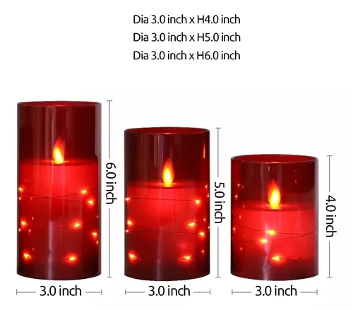 Velas negras sin llama, velas LED pilares con mecha de llama móvil con  remoto