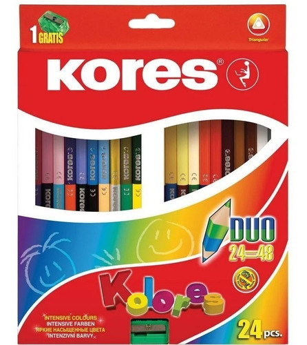 Colores Triangulares Duo Kores 24 Unid