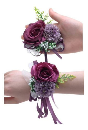 Juego De 2 Ramilletes De Muñeca De Flores De Rosa, Flor De