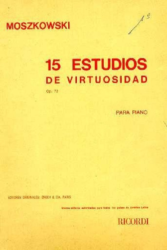 15 Estudios De Virtuosidad Para Piano De M. Moszkowski