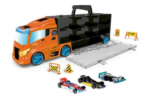 Hot Wheels Camion Porta Vehiculos Con 3 Autos 40cm Edu