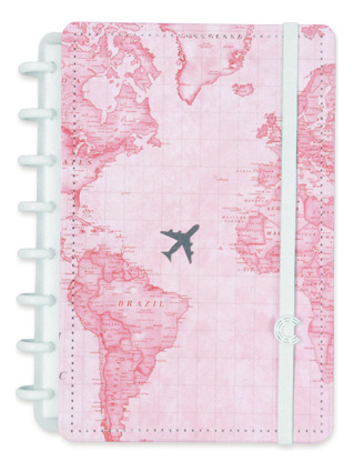 Cuaderno inteligente A5 con mapa del mundo rosa de Gocase, 80 hojas