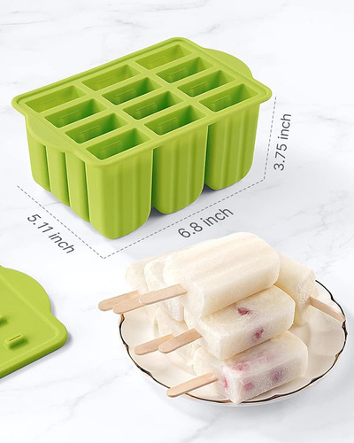 Moldes Y Bandejas De Silicona Para Paletas 12 Cavidades,