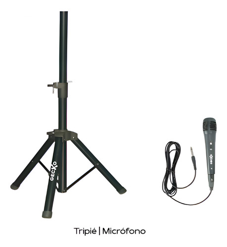Bocina 12 Amplificada 9000watts Con Tws Bluetooth Tripié Color Negro