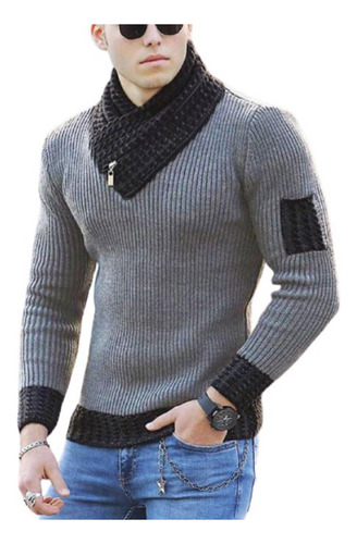 Regalo Bufanda Cuello Suéter Hombres Slim Fit Casual