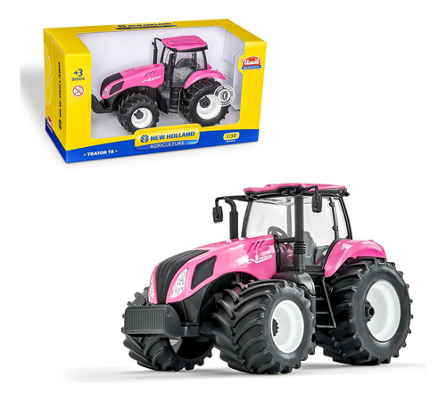 Trator De Brinquedo Miniatura New Holland T8 Conjunto Com 2