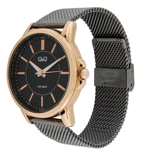 Reloj Q&q Modelo Qb66j412 Negro Caja Color Cobre Color del bisel Rosé
