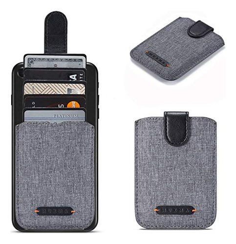 Tarjetero Celular Para Universal Celulars Negro Canvas Leath