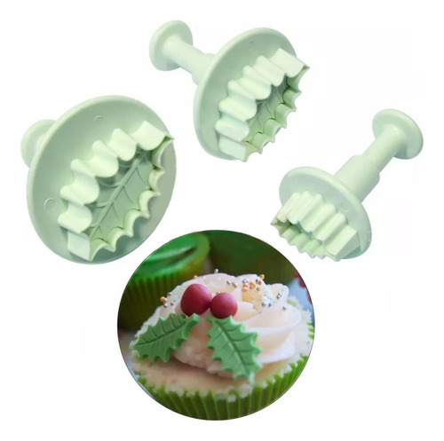 Cortantes Expulsor Hoja Muérdago Navidad Set X3 Fondant