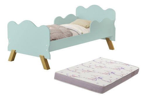Mini Cama Angel Nuvem Com Colchão Infantil Ortobom Cor Menta