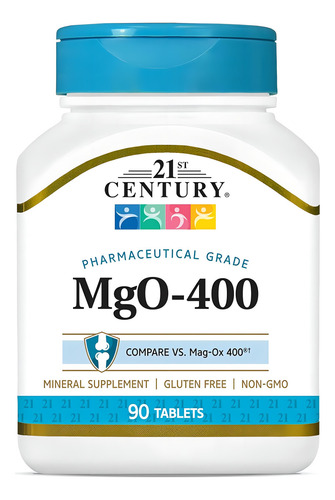 Mgo-400 (cálcio e magnésio) para saúde óssea e muscular 90 comprimidos Sabor sem sabor