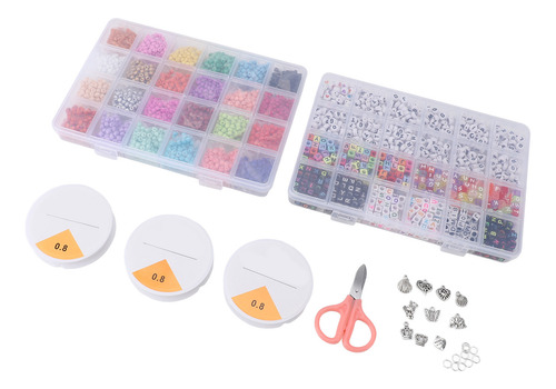 Juego De Abalorios Con Letras Para Pulseras, 24 Colores, Cue