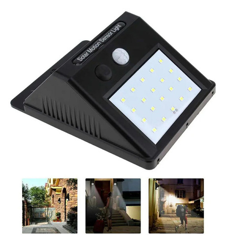Luces Solares Led, Mxeol-003, 3pzas, 4w, 20 Led, Panel Solar Estructura Negro