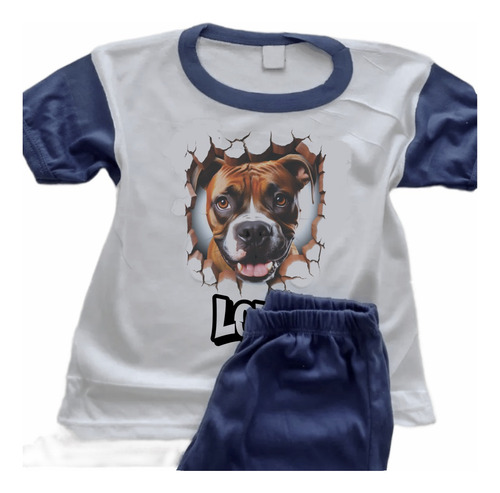 Pijamas Perros Boxer Infantiles Estampado Con Nombre 6402