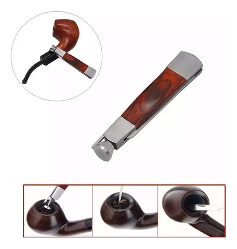 Pipa De Acero Inoxidable De Madera Roja Para Fumar Tabaco