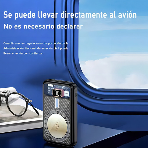 Power Bank Inalámbrico Magnético 10000mah Cargador 5.0a 22.5w Carga Super Rápida,bateria Portatil Pila De Usb-c Con Pantalla Digital,banco De Energía Compatible Estándar Magsafe Qi