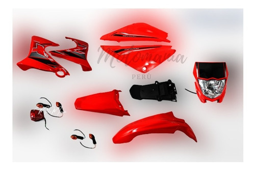 Kit Plasticos Xtz125 Rojo Con Faros