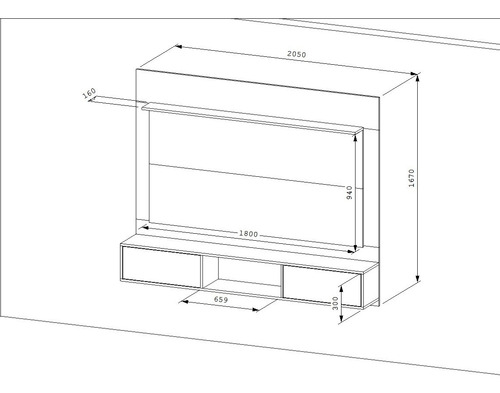 Imagen 4 de 5 de Mueble Minimalista Tv Rack Panel 1205