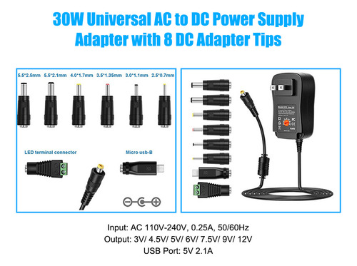 Adaptador De Corriente Dc Ac A Cargador Doméstico Universal